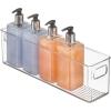 imagemDesign Plastic Bathroom Organizer  Storage Holder Bin wHandles for Vanity Cupboard Cabinet Shelf LinenHallway Closets Holds Styling Tools Beauty Products  Ligne Collection  4 Pack  Clear