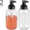 imagemDesign Round Plastic Refillable Foaming Soap Dispenser Pump Bottle for Bathroom Vanity Countertop  VintageInspired Compact Container Design  Twain Collection  2 Pack  ClearBrushed ChromeClearMatte Black