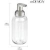 imagemDesign Round Plastic Refillable Foaming Soap Dispenser Pump Bottle for Bathroom Vanity Countertop  VintageInspired Compact Container Design  Twain Collection  2 Pack  ClearBrushed ChromeClearBrushed