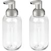 imagemDesign Round Plastic Refillable Foaming Soap Dispenser Pump Bottle for Bathroom Vanity Countertop  VintageInspired Compact Container Design  Twain Collection  2 Pack  ClearBrushed ChromeClearBrushed
