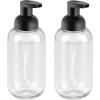 imagemDesign Round Plastic Refillable Foaming Soap Dispenser Pump Bottle for Bathroom Vanity Countertop  VintageInspired Compact Container Design  Twain Collection  2 Pack  ClearBrushed ChromeClearMatte Black