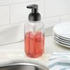 imagemDesign Round Plastic Refillable Foaming Soap Dispenser Pump Bottle for Bathroom Vanity Countertop  VintageInspired Compact Container Design  Twain Collection  2 Pack  ClearBrushed ChromeClearMatte Black
