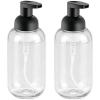 imagemDesign Round Plastic Refillable Foaming Soap Dispenser Pump Bottle for Bathroom Vanity Countertop  VintageInspired Compact Container Design  Twain Collection  2 Pack  ClearBrushed ChromeClearMatte Black