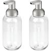 imagemDesign Round Plastic Refillable Foaming Soap Dispenser Pump Bottle for Bathroom Vanity Countertop  VintageInspired Compact Container Design  Twain Collection  2 Pack  ClearBrushed ChromeClearBrushed