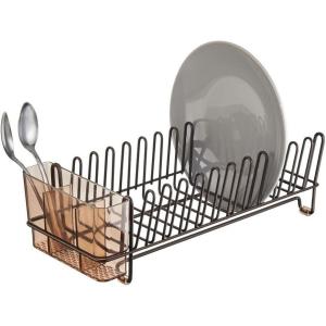 imagemDesign Dish Tray  Practical Draining Rack for Sink  Great Draining Rack  Up to 12 Plates and Cutlery  BronzeAmberBronze