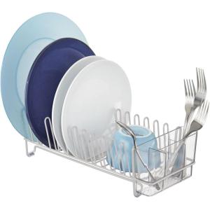 imagemDesign Dish Tray  Practical Draining Rack for Sink  Great Draining Rack  Up to 12 Plates and Cutlery  BronzeStoneClear