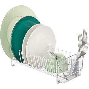 imagemDesign Dish Tray  Practical Draining Rack for Sink  Great Draining Rack  Up to 12 Plates and Cutlery  BronzeWhiteClear