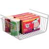 imagemDesign Metal Under Shelf Basket for Kitchen Storage  Wire Farmhouse Sliding Bin Basket for Pantry  Large Open Front Organizer for Food Drinks Snacks  Hyde Collection 2 Pack  ChromeChrome