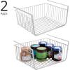 imagemDesign Metal Under Shelf Basket for Kitchen Storage  Wire Farmhouse Sliding Bin Basket for Pantry  Large Open Front Organizer for Food Drinks Snacks  Hyde Collection 2 Pack  ChromeChrome