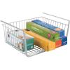 imagemDesign Metal Under Shelf Basket for Kitchen Storage  Wire Farmhouse Sliding Bin Basket for Pantry  Large Open Front Organizer for Food Drinks Snacks  Hyde Collection 2 Pack  ChromeChrome