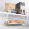imagemDesign Metal Under Shelf Basket for Kitchen Storage  Wire Farmhouse Sliding Bin Basket for Pantry  Large Open Front Organizer for Food Drinks Snacks  Hyde Collection 2 Pack  ChromeChrome