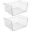 imagemDesign Metal Under Shelf Basket for Kitchen Storage  Wire Farmhouse Sliding Bin Basket for Pantry  Large Open Front Organizer for Food Drinks Snacks  Hyde Collection 2 Pack  ChromeChrome