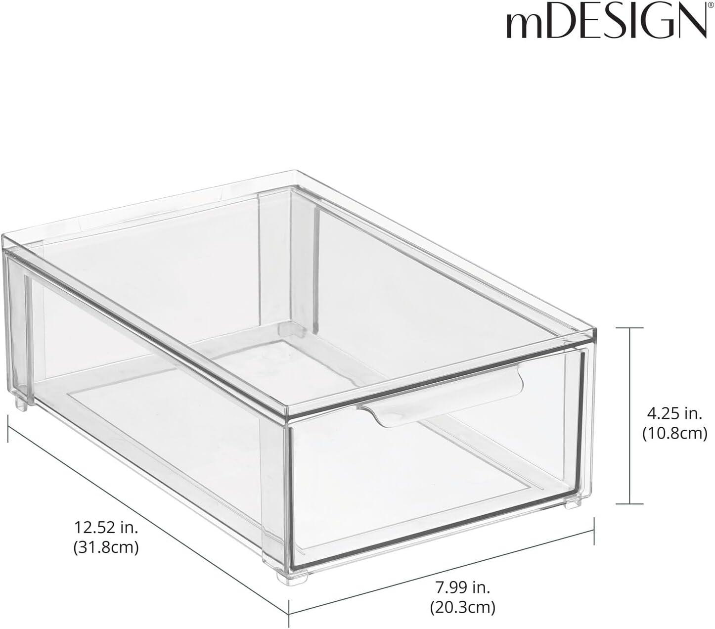 imagemDesign Shoe Storage Box with Drawer Construction  Sturdy Plastic Storage Box for Shoes  Stackable Drawer Box for Shoes Accessories and More  Pack of 2  Clear12 x 8 x 4 Pack of 2