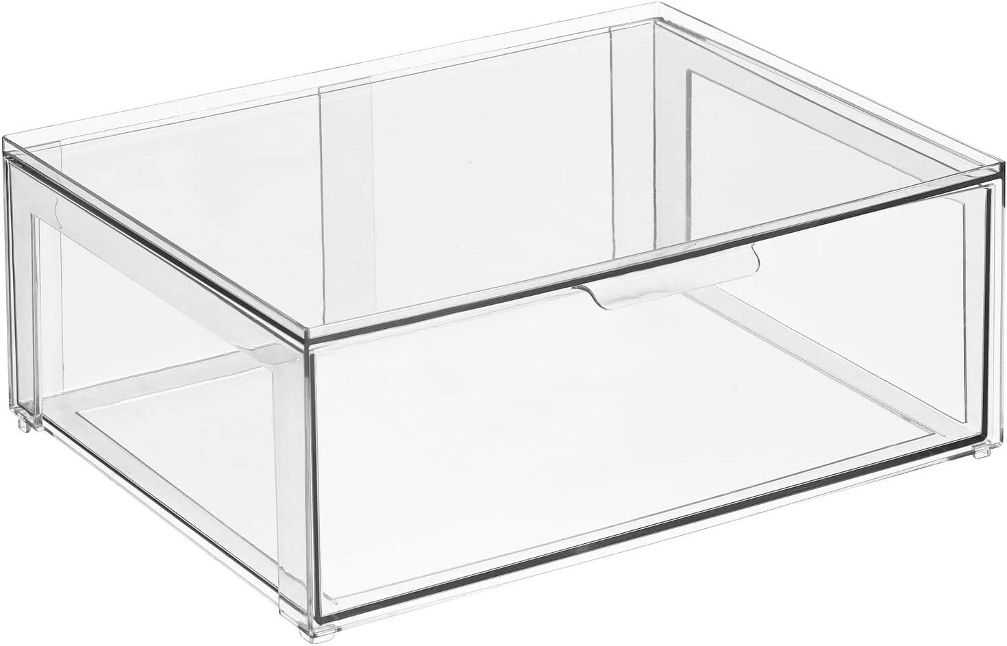 imagemDesign Shoe Storage Box with Drawer Construction  Sturdy Plastic Storage Box for Shoes  Stackable Drawer Box for Shoes Accessories and More  Pack of 2  Clear12 x 16 x 6 Pack of 1