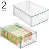 imagemDesign Shoe Storage Box with Drawer Construction  Sturdy Plastic Storage Box for Shoes  Stackable Drawer Box for Shoes Accessories and More  Pack of 2  Clear12 x 8 x 4 Pack of 2