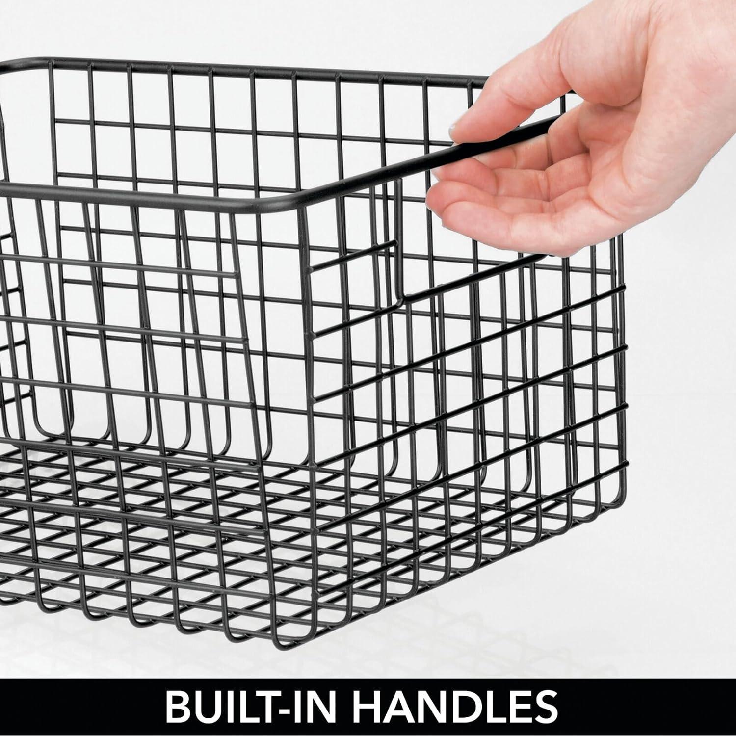 imagemDesign Metal Wire Food Storage Basket Organizer with Handles for Organizing Kitchen Cabinets Pantry Shelf Bathroom Laundry Room Closets Garage  Concerto Collection  4 Pack  Dark GrayBlack