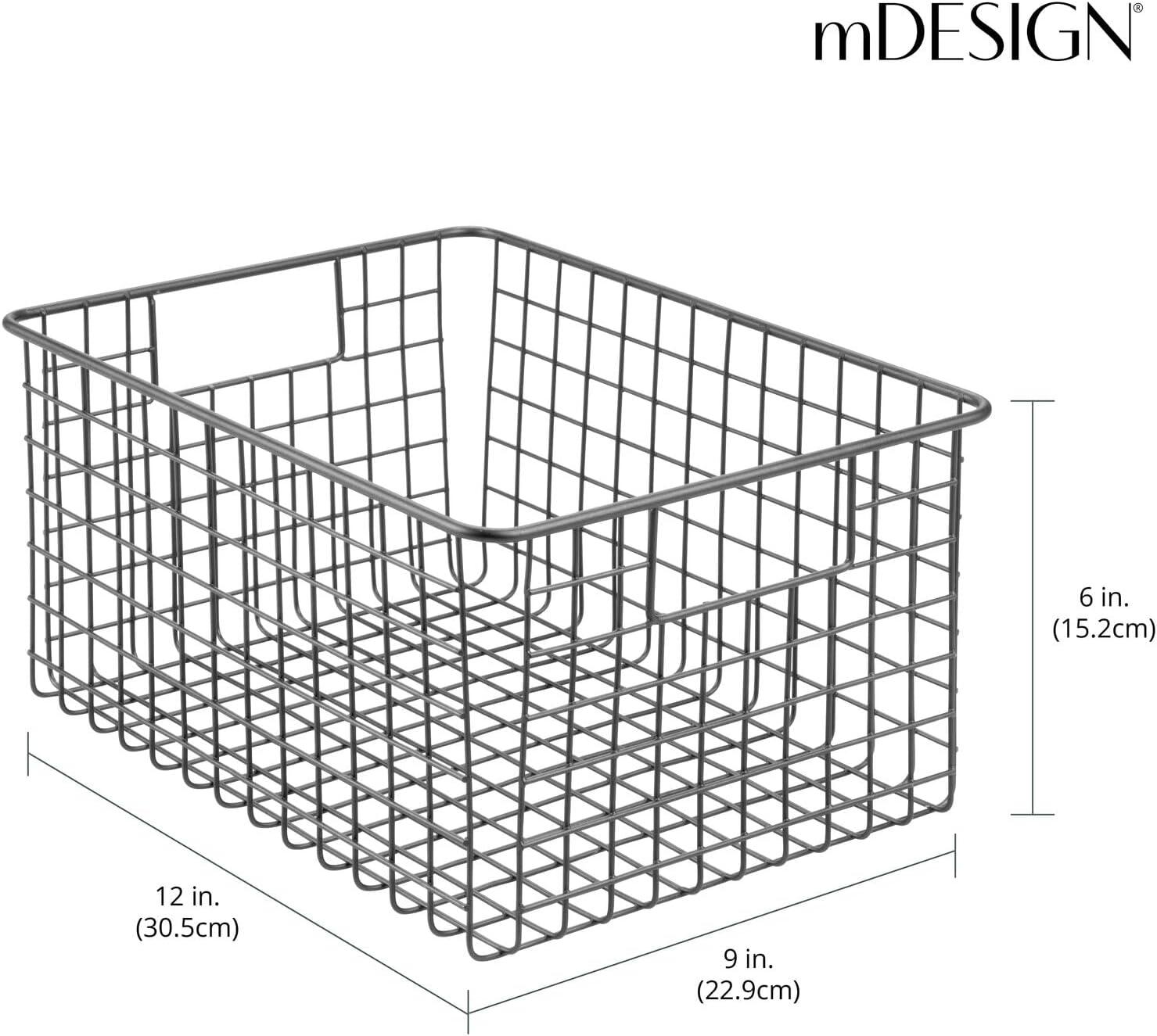 imagemDesign Metal Wire Food Storage Basket Organizer with Handles for Organizing Kitchen Cabinets Pantry Shelf Bathroom Laundry Room Closets Garage  Concerto Collection  4 Pack  Dark GrayGraphite Gray