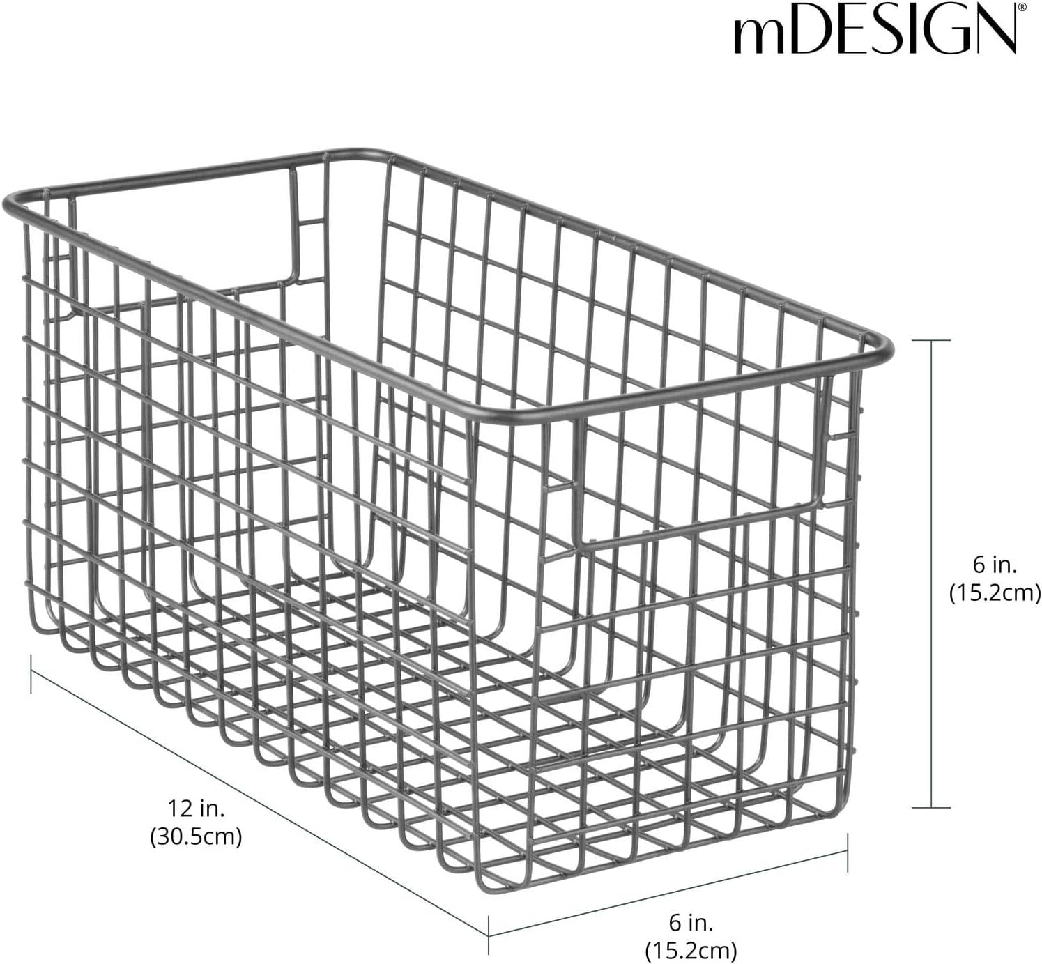 imagemDesign Metal Wire Food Storage Basket Organizer with Handles for Organizing Kitchen Cabinets Pantry Shelf Bathroom Laundry Room Closets Garage  Concerto Collection  4 Pack  Dark GrayGraphite