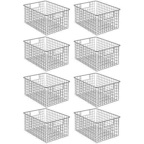 imagemDesign Metal Wire Food Storage Basket Organizer with Handles for Organizing Kitchen Cabinets Pantry Shelf Bathroom Laundry Room Closets Garage  Concerto Collection  4 Pack  Dark GrayGraphite