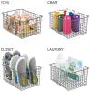 imagemDesign Metal Wire Food Storage Basket Organizer with Handles for Organizing Kitchen Cabinets Pantry Shelf Bathroom Laundry Room Closets Garage  Concerto Collection  4 Pack  Dark GrayGraphite Gray