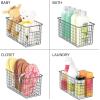 imagemDesign Metal Wire Food Storage Basket Organizer with Handles for Organizing Kitchen Cabinets Pantry Shelf Bathroom Laundry Room Closets Garage  Concerto Collection  4 Pack  Dark GrayGraphite