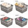 imagemDesign Wide Rectangular Woven Braided Rope Home Storage Baskets with Handles  for Organizing Closet Bedroom Bathroom Living Room Entryway Office  825quot High 2 Pack  Gray