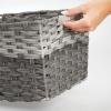 imagemDesign Wide Rectangular Woven Braided Rope Home Storage Baskets with Handles  for Organizing Closet Bedroom Bathroom Living Room Entryway Office  825quot High 2 Pack  Gray
