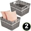 imagemDesign Wide Rectangular Woven Braided Rope Home Storage Baskets with Handles  for Organizing Closet Bedroom Bathroom Living Room Entryway Office  825quot High 2 Pack  Gray