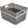 imagemDesign Wide Rectangular Woven Braided Rope Home Storage Baskets with Handles  for Organizing Closet Bedroom Bathroom Living Room Entryway Office  825quot High 2 Pack  Gray