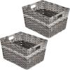imagemDesign Wide Rectangular Woven Braided Rope Home Storage Baskets with Handles  for Organizing Closet Bedroom Bathroom Living Room Entryway Office  825quot High 2 Pack  Gray