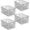 imagemDesign Metal Wire Food Storage Basket Organizer with Handles for Organizing Kitchen Cabinets Pantry Shelf Bathroom Laundry Room Closets Garage  Concerto Collection  4 Pack  Dark GrayBlack