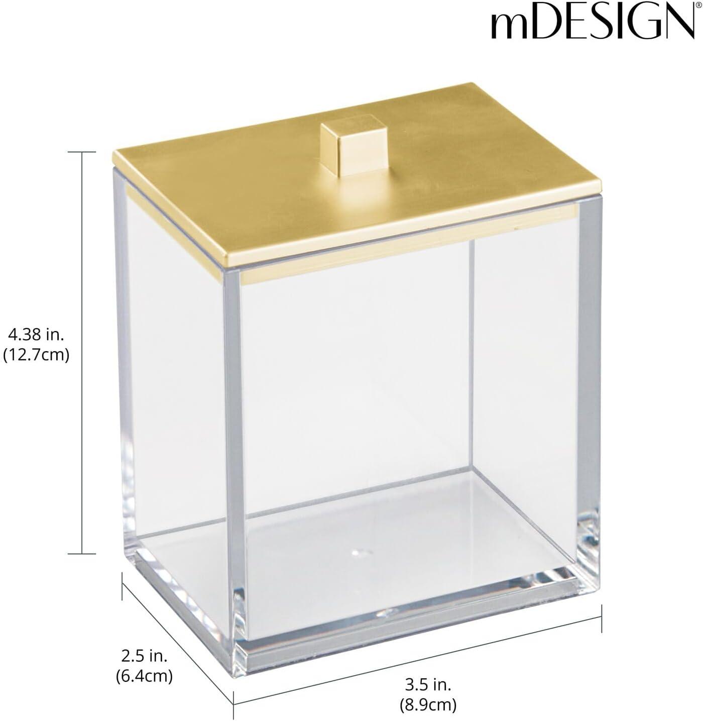 imagemDesign Plastic Rectangle Apothecary Canister  Organizer for Bathroom Vanity Countertop Shelf Decor  Holds Cotton Swabs Soap Makeup Bath Salts  Lumiere Collection  2 Pack  ClearLight PinkClearGold