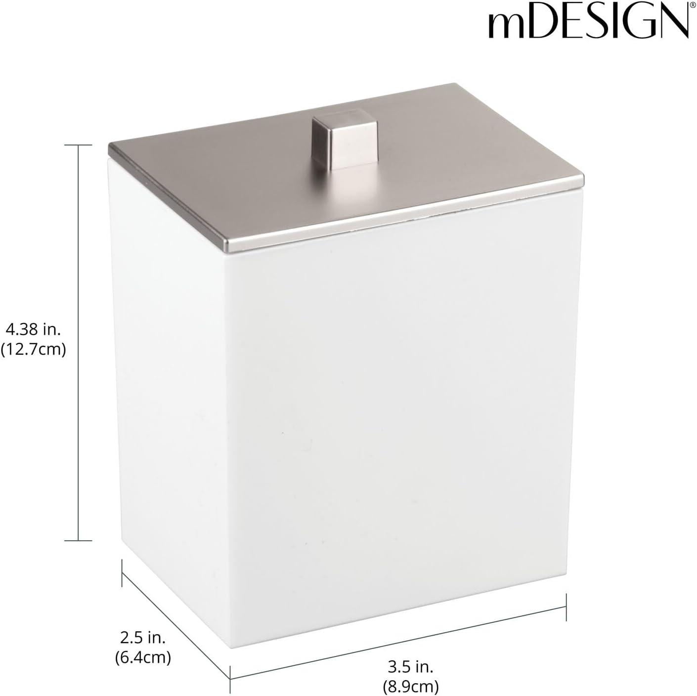 imagemDesign Plastic Rectangle Apothecary Canister  Organizer for Bathroom Vanity Countertop Shelf Decor  Holds Cotton Swabs Soap Makeup Bath Salts  Lumiere Collection  2 Pack  ClearLight PinkWhiteBrushed