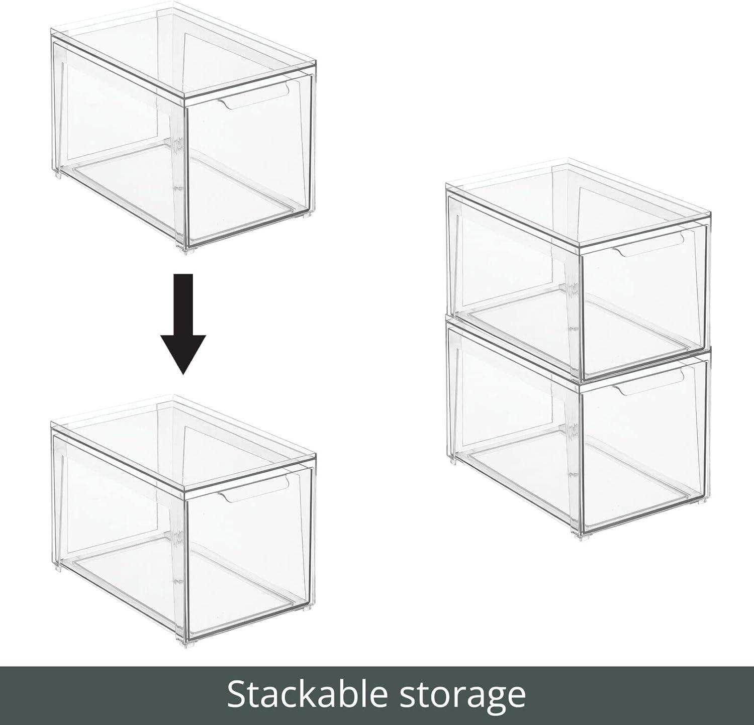 imagemDesign Plastic Stackable Closet Storage Organizer Bin Containers with Front Pull Drawer for Cabinet Desk Shelf Cupboard or Dresser Organization  Lumiere Collection  Set of 3  Clear8 x 12 x 8 Pack of 1