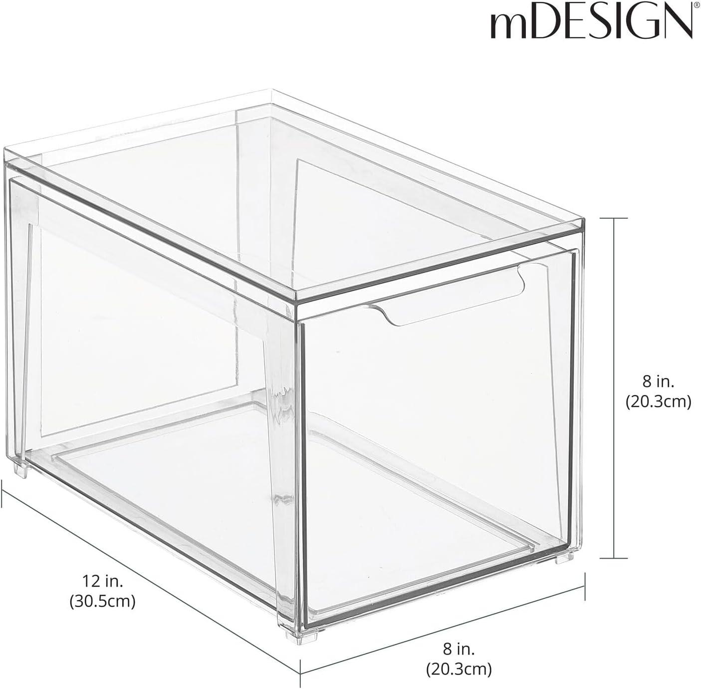imagemDesign Plastic Stackable Closet Storage Organizer Bin Containers with Front Pull Drawer for Cabinet Desk Shelf Cupboard or Dresser Organization  Lumiere Collection  Set of 3  Clear8 x 12 x 8 Pack of 1