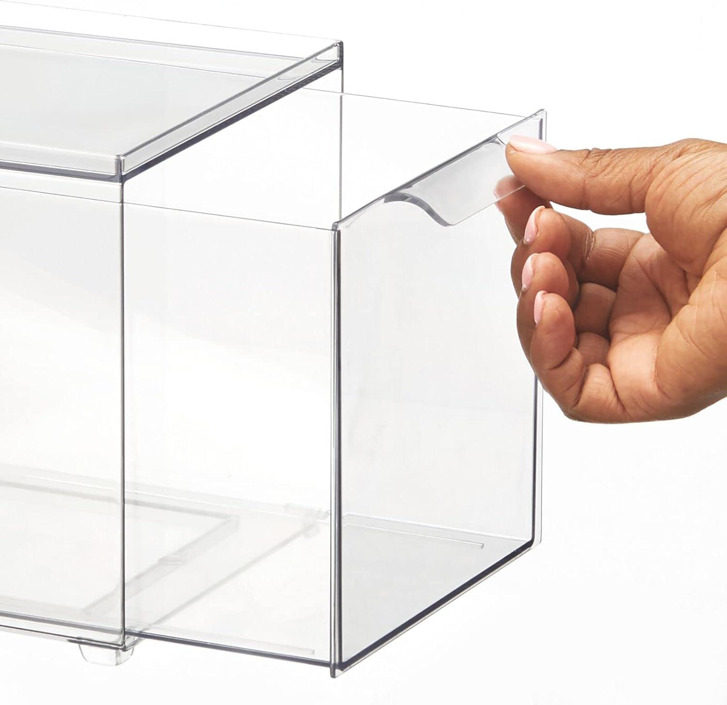 imagemDesign Stackable Storage Containers Box with 2 PullOut Drawers  Stacking Plastic Drawer Bins for Closet Organization Linen Coat Bedroom or Entryway Closets  Lumiere Collection  4 Pack Clear8 x 6 x 6 Pack of 2