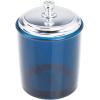 imagemDesign Bathroom Vanity Storage Organizer Apothecary Canister Jar for Cotton Balls Swabs Makeup Sponges Bath Salts Hair Ties Jewelry  Dark BlueChrome Lid
