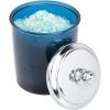 imagemDesign Bathroom Vanity Storage Organizer Apothecary Canister Jar for Cotton Balls Swabs Makeup Sponges Bath Salts Hair Ties Jewelry  Dark BlueChrome Lid