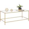 imagemDesign Glass Top Coffee Table  Large Minimalistic Rectangular Geometric Metal Accent Furniture Unit for Living Room Basement Home Office Garage and Bedroom  BlackSoft Brass