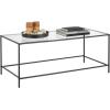 imagemDesign Glass Top Coffee Table  Large Minimalistic Rectangular Geometric Metal Accent Furniture Unit for Living Room Basement Home Office Garage and Bedroom  BlackBlack