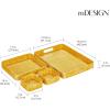 imagemDesign Nesting Hammered Stainless Steel Tray Set with Handles  Decorative Serving Trays for Entertaining  Holds Food Tea or Coffee  Metal Serving Platter for Breakfast Table  Set of 4  Yellow