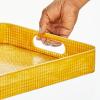 imagemDesign Nesting Hammered Stainless Steel Tray Set with Handles  Decorative Serving Trays for Entertaining  Holds Food Tea or Coffee  Metal Serving Platter for Breakfast Table  Set of 4  Yellow