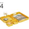 imagemDesign Nesting Hammered Stainless Steel Tray Set with Handles  Decorative Serving Trays for Entertaining  Holds Food Tea or Coffee  Metal Serving Platter for Breakfast Table  Set of 4  Yellow