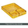 imagemDesign Nesting Hammered Stainless Steel Tray Set with Handles  Decorative Serving Trays for Entertaining  Holds Food Tea or Coffee  Metal Serving Platter for Breakfast Table  Set of 4  Yellow