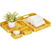 imagemDesign Nesting Hammered Stainless Steel Tray Set with Handles  Decorative Serving Trays for Entertaining  Holds Food Tea or Coffee  Metal Serving Platter for Breakfast Table  Set of 4  Yellow