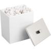 imagemDesign Plastic Rectangle Apothecary Canister  Organizer for Bathroom Vanity Countertop Shelf Decor  Holds Cotton Swabs Soap Makeup Bath Salts  Lumiere Collection  2 Pack  ClearLight PinkWhiteBrushed