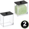 imagemDesign Plastic Rectangle Apothecary Canister  Organizer for Bathroom Vanity Countertop Shelf Decor  Holds Cotton Swabs Soap Makeup Bath Salts  Lumiere Collection  2 Pack  ClearLight PinkClearMatte Black