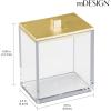 imagemDesign Plastic Rectangle Apothecary Canister  Organizer for Bathroom Vanity Countertop Shelf Decor  Holds Cotton Swabs Soap Makeup Bath Salts  Lumiere Collection  2 Pack  ClearLight PinkClearGold