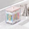 imagemDesign Plastic Rectangle Apothecary Canister  Organizer for Bathroom Vanity Countertop Shelf Decor  Holds Cotton Swabs Soap Makeup Bath Salts  Lumiere Collection  2 Pack  ClearLight PinkClearLight Pink