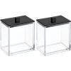 imagemDesign Plastic Rectangle Apothecary Canister  Organizer for Bathroom Vanity Countertop Shelf Decor  Holds Cotton Swabs Soap Makeup Bath Salts  Lumiere Collection  2 Pack  ClearLight PinkClearLight Pink